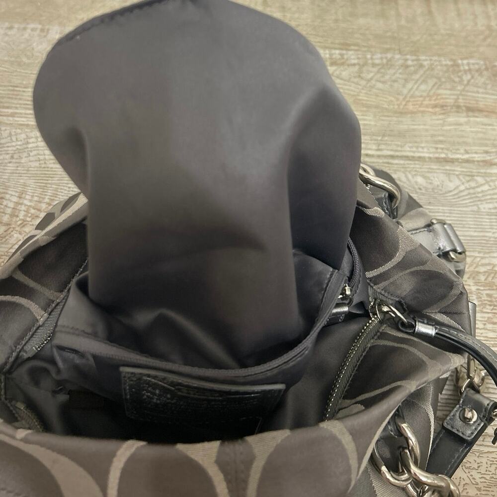 Y2K Coach Brooke Op Art Logo Mania Slouchy Hobo Bag Gray/Brown Metallic F17673 - Picture 14 of 16